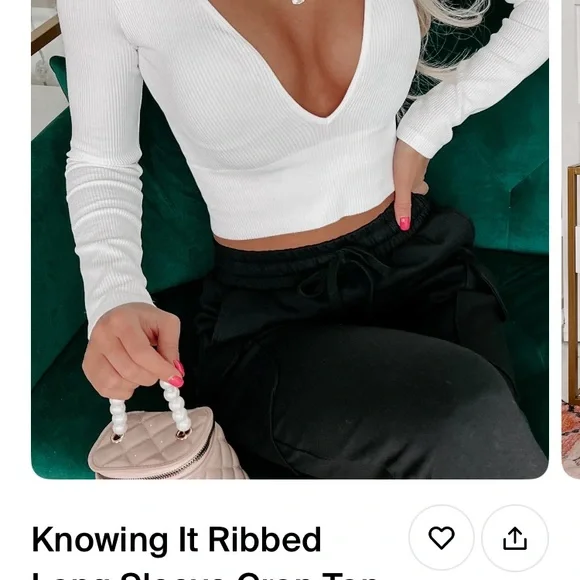 NanaMacs White Ribbed Crop Long Sleeve Bodysuit - Picture 1 of 1